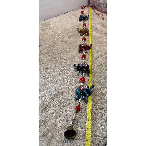 Elephant Wall Hanging With Bell & Pom Poms Handmade Rajasthani - Picture 10 of 10
